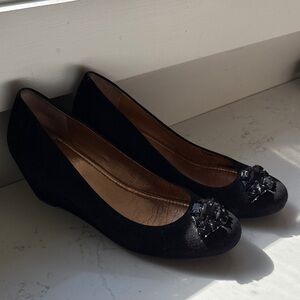 BCBGeneration Black Wedge Shoes with Embellishments